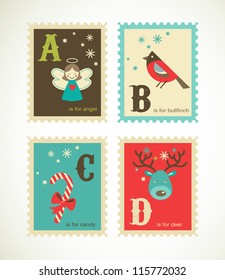 Christmas alphabet with cute xmas icons