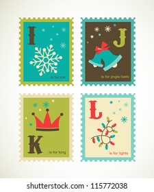 Christmas alphabet with cute xmas icons