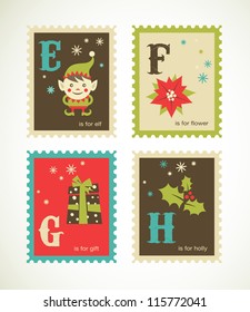 Christmas alphabet with cute xmas icons