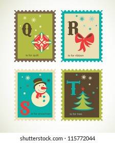Christmas alphabet with cute xmas icons