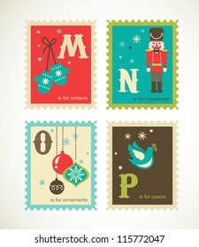 Christmas alphabet with cute xmas icons