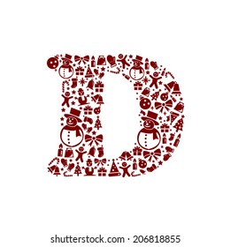 Christmas alphabet D on White Background