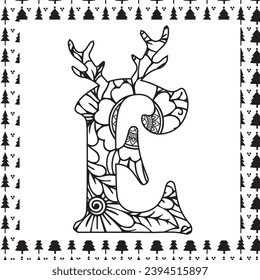 Christmas Alphabet E Hat Reindeer