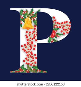 Christmas alphabet illustration. Alphabet vector in Christmas theme. Red and green uppercase letters A to Z.Set of vector english alphabet. 
Uppercase letters.

