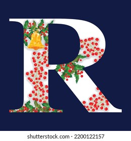 Christmas alphabet illustration. Alphabet vector in Christmas theme. Red and green uppercase letters A to Z.Set of vector english alphabet. 
Uppercase letters.

