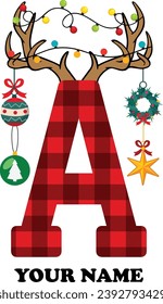 Christmas alphabet, Letters for Cricut, Silhouette Cameo, sublimation, personalize Christmas gifts idea, family name letters with santa claus hat, Custome Letter for the [Family Name] Christmas