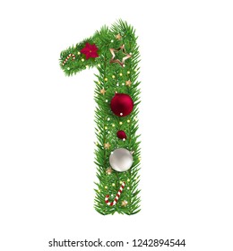 Christmas alphabet number 1 vector illustration EPS10