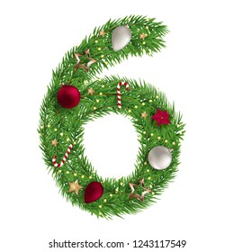 Christmas alphabet number 6 vector illustration EPS10