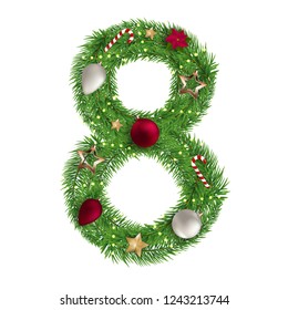 Christmas alphabet number 8 vector illustration EPS10