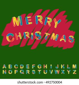 Christmas alphabet set design, vector illustration