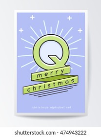 Christmas Alphabet Set : Letter Q : Vector Illustration