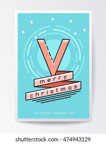 Christmas Alphabet Set : Letter V : Vector Illustration