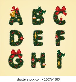 Christmas Alphabet. Vector illustration. 