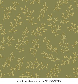 Christmas amazing cute seamless vintage green floral pattern.