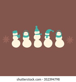 Christmas amazing cute snowman brown illustration