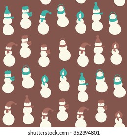 Christmas amazing seamless cute snowman winter snow pattern.