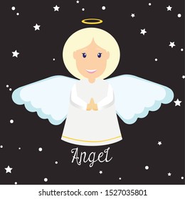 Christmas angel, art, vector illustration