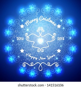 Christmas angel. Bright new year and Christmas card template.