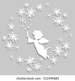 Christmas  Angel with candle in snowflakes frame decal