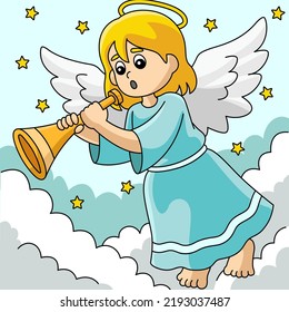 Christmas Angel Colored Cartoon Illustration