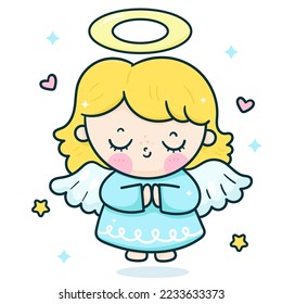 Christmas angel fairy princess baby character. X mas card (happy new year kids) kawaii vector for fairy tale book. Perfect make a wish for celebration party children, princess party,pattern,backgroud.