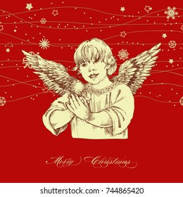 Christmas angel greeting card, vintage style