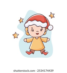 Christmas Angel with Halo and Wings. Charming vector of a Christmas angel with wings and halo, perfect for festive holiday designs