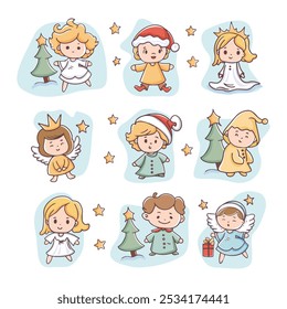 Christmas Angel with Halo and Wings. Charming vector of a Christmas angel with wings and halo, perfect for festive holiday designs