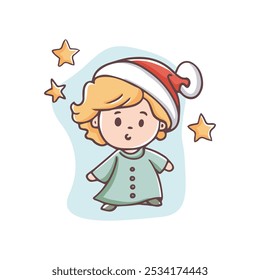 Christmas Angel with Halo and Wings. Charming vector of a Christmas angel with wings and halo, perfect for festive holiday designs