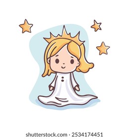 Christmas Angel with Halo and Wings. Charming vector of a Christmas angel with wings and halo, perfect for festive holiday designs