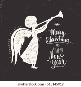 Christmas angel hand lettering design