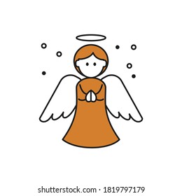 Christmas angel icon on white background. Vector illustration.
