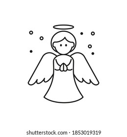 Christmas Angel Icon On White Background. Vector Illustration.
