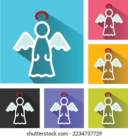 Christmas angel icon, Saint valentine, angel with wings, angel icon, angel vector icons set