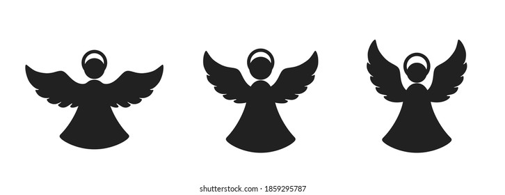 christmas angel icon set  christmas   religion symbols  isolated vector image