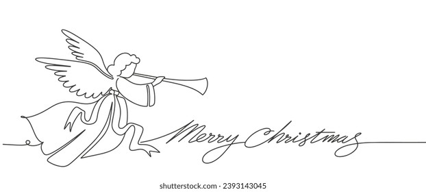 Christmas angel line art vector illustration