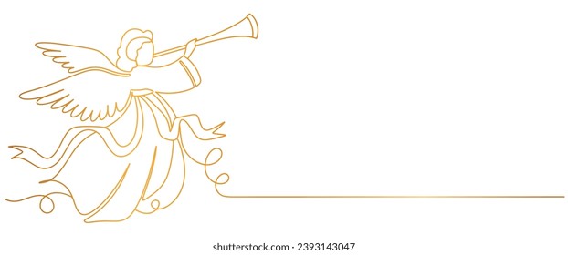 Christmas angel line art vector illustration