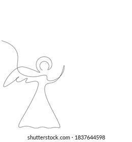 Christmas angel line drawing. Vector illustration