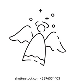 Christmas angel line icon. Happy New Year angel Line Icon On White Background