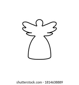Christmas  angel line icon with wing  in  minimalistic design. xmas outline thin  vector icon black on white background
