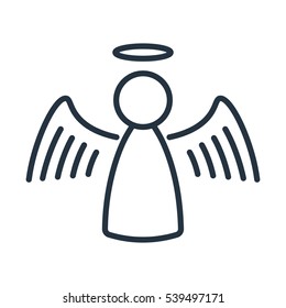 christmas angel line web icon on white background