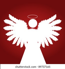 Christmas Angel made of feather vector red background