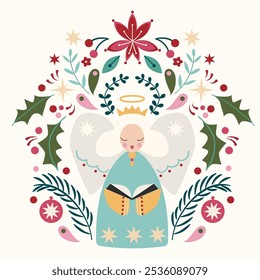 Christmas angel. Minimalist Christmas Card. Scandinavian style