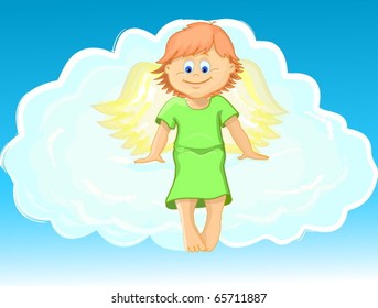 Christmas angel on a cloud