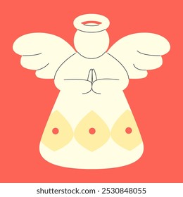 Ornamento de anjo de Natal. Cartão de Natal. Conceitos de ilustração Vetor Voador para fundo, cartão de saudação, cartão de convite de festa, banner de site, banner de mídia social, material de marketing