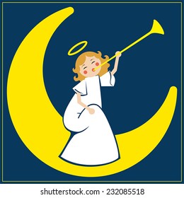 Christmas angel singing / vector