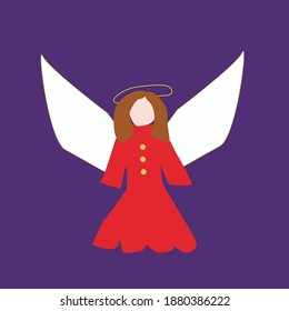 Christmas angel vector eps red dress nimbus december new year eve easter woman white wings holy christian