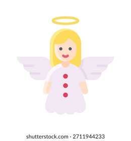 Ilustração de vetor de anjo de Natal, ícone de estilo plano