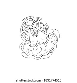 Christmas angel, vector illustration, isolated on a white background. You can use it for the design of printed products, social networks as a decorative element.
