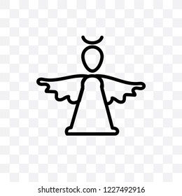 Christmas angel vector linear icon isolated on transparent background, Christmas angel transparency concept can be used for web and mobile